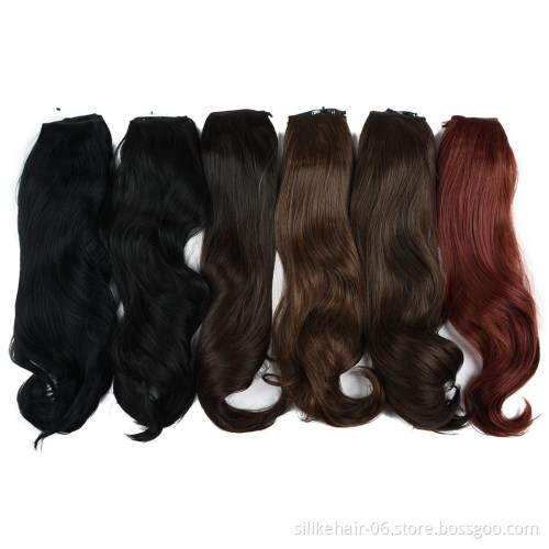 19colors 4 clips Long Straight Synthetic clip in curly Hair Extensions Clips in High Temperature Fiber Black Brown Hair piece